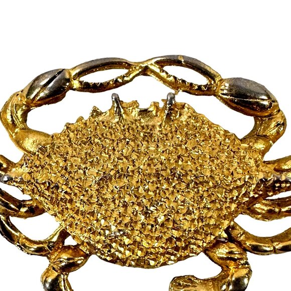 Whimsy Vintage Gold Tone Crab Brooch Pin Birthday Beach Summer Festive Sealife - Picture 6 of 6